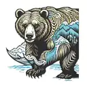 Kodiak, Alaska Island with grizzly bear tattoo design idea