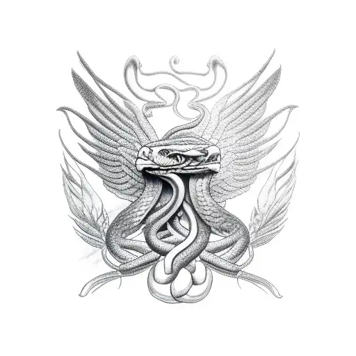 twin head eagle holding a snake tattoo design idea