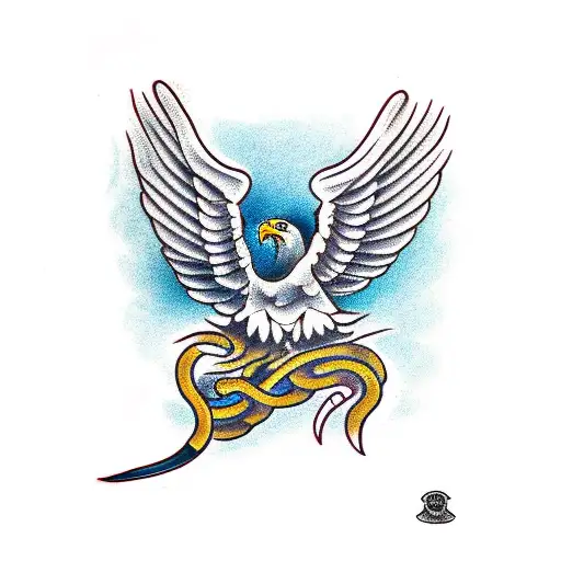 twin head eagle holding a snake tattoo design idea