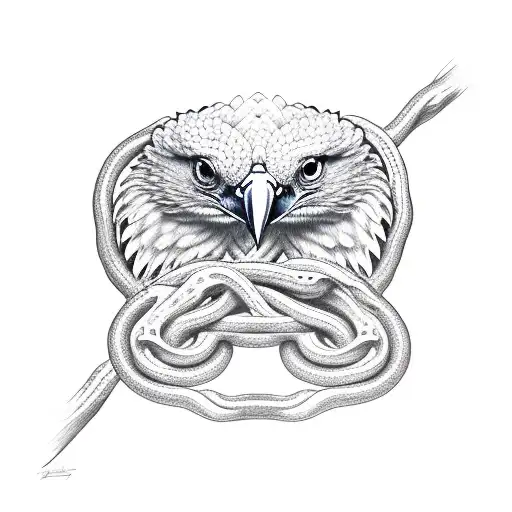 twin head eagle holding a snake tattoo design idea