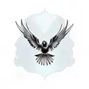 raven with open wings lands on skeleton hand that holding american dolar tattoo design idea