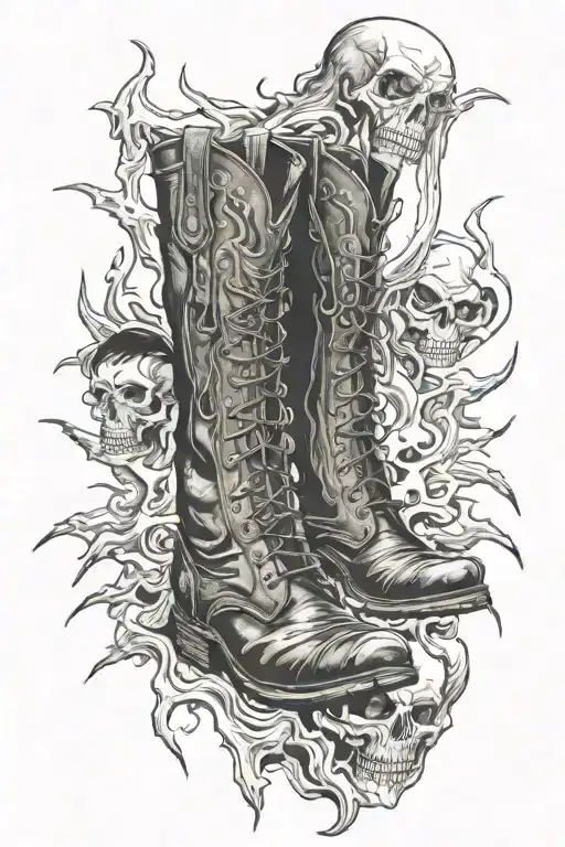 combat boots cowboy boots tattoo design idea