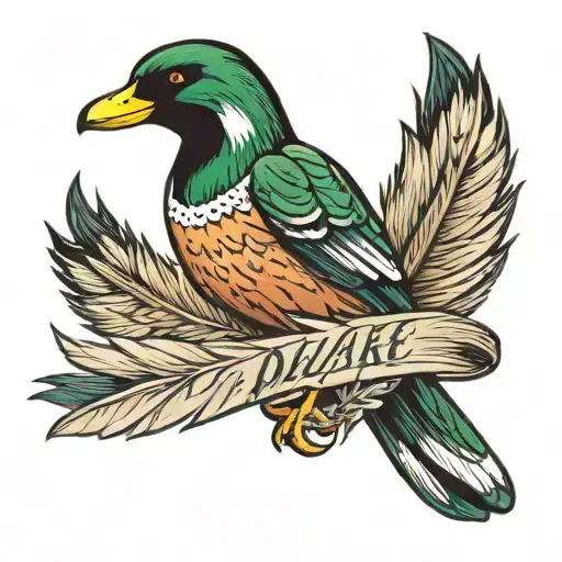 Drake Mallard Wing Feather tattoo design idea