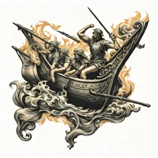 Alexander the great boats burning   tattoo design idea
