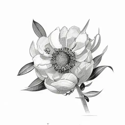 olive branch with flowers tattoo design idea