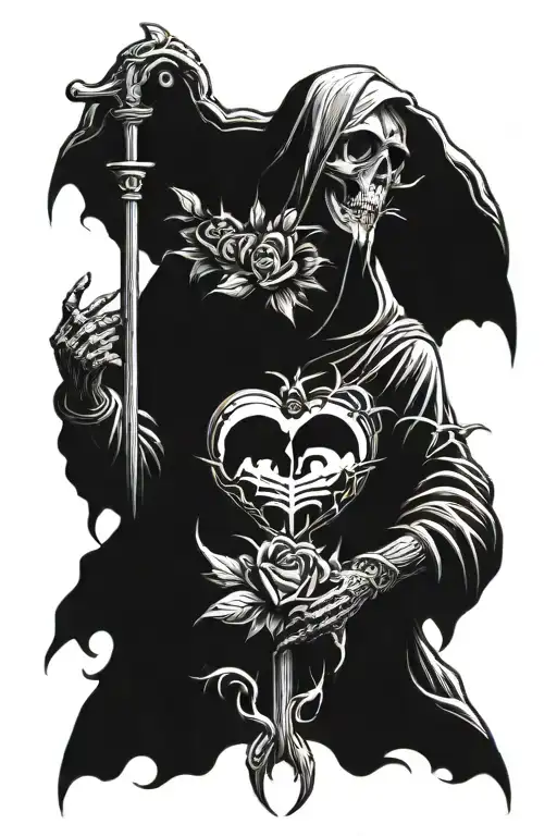 Reaper Sacred Heart tattoo design idea
