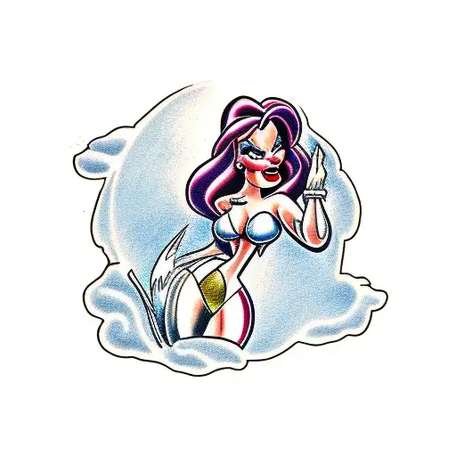 Jessica rabbit with lighthouse tattoo design idea