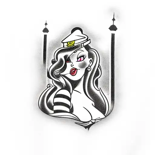 Jessica rabbit and lighthouse tattoo design idea