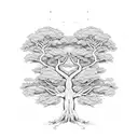 family tree with Rasta background and roots tattoo design idea