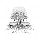 family tree with Rasta background and roots tattoo design idea