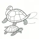 turtle with a duck on top tattoo design idea