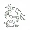 turtle with a duck on top tattoo design idea