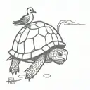 turtle with a duck on top tattoo design idea