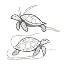 turtle with a duck on top tattoo design idea
