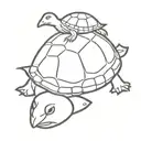 turtle with a duck sitting on top of the turtles shell tattoo design idea