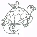 turtle with a duck sitting on top of the turtles shell tattoo design idea