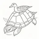 turtle with a duck sitting on top of the turtles shell tattoo design idea