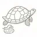 turtle with a duck sitting on top of the turtles shell tattoo design idea