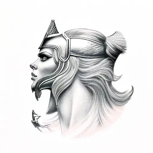 valkyrie norse mythology side profile view tattoo design idea