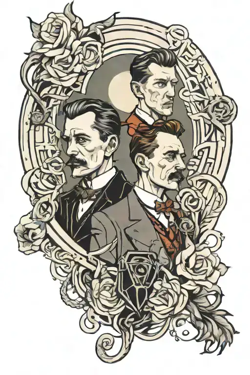 Jykle and Hyde themed with Edison and Tesla tattoo design idea