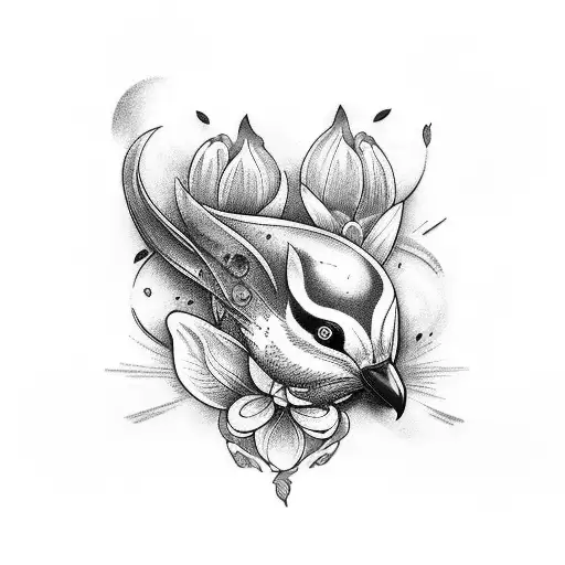 pajaro orquidea flores guante futbol en una pierna entera tattoo design idea