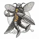 executioner wasp pulling a whale tattoo design idea