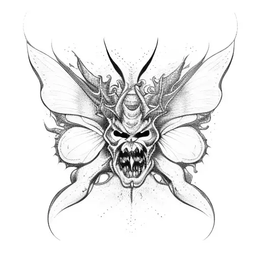 demon butterfly tattoo design idea