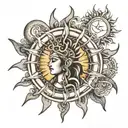 Sun, Earth, Shiva, Krishna  tattoo design idea