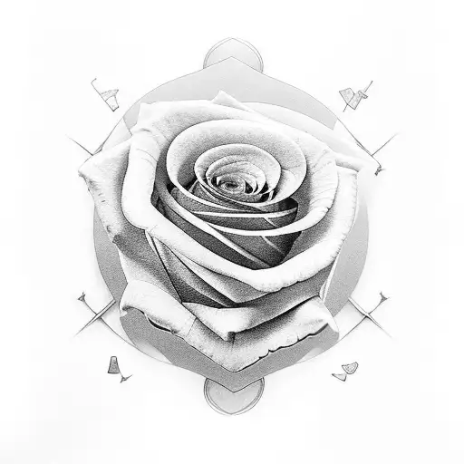 A realistic black and grey tattoo of a bouquet of roses intertwined with playing cards and dice. tattoo design idea