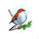 Robin bird on hemlock branch tattoo design idea