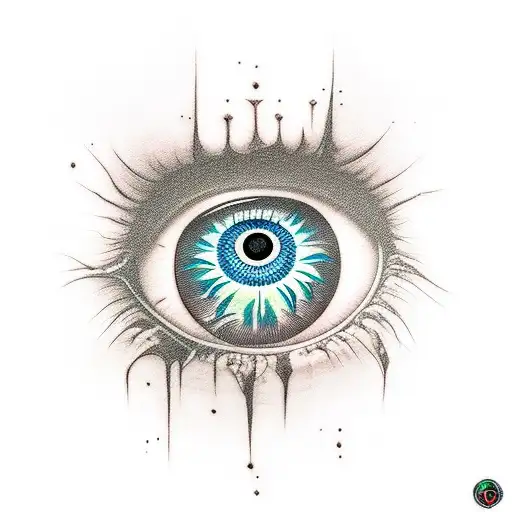 Evil Eye with knife tattoo design idea
