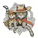 cowboy cat  tattoo design idea