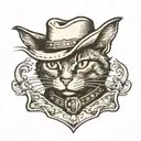 cowboy cat  tattoo design idea