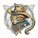 cowboy cat  tattoo design idea