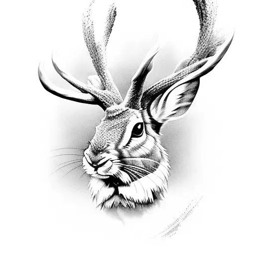cute jackalope tattoo design idea