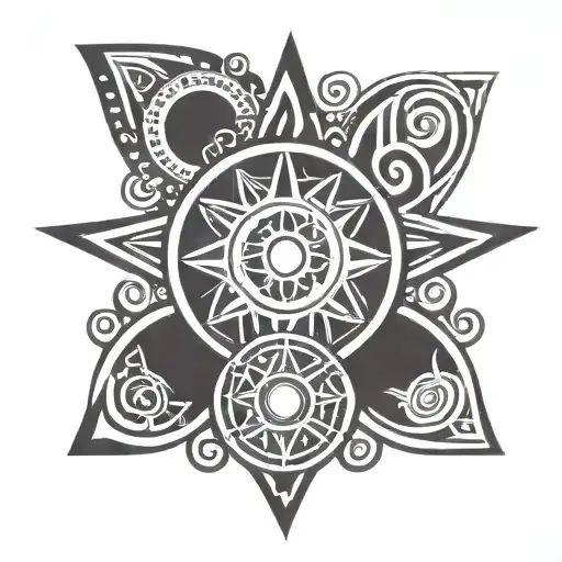 sun and river  tattoo design idea