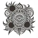 sun and river  tattoo design idea
