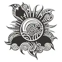 sun and river  tattoo design idea