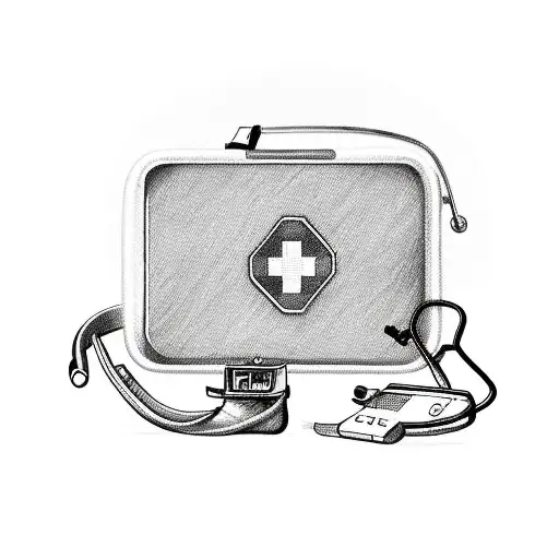 Nurse's medical kit transformed into a gaming console tattoo design idea