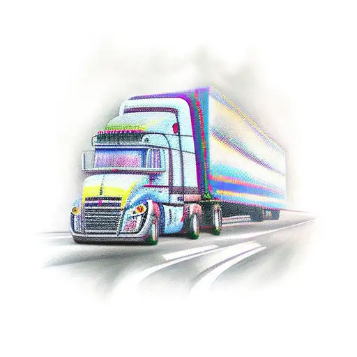 semi truck tattoo design idea