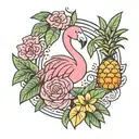 flamingo pineapple surrounded tattoo design idea