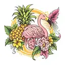flamingo pineapple surrounded tattoo design idea
