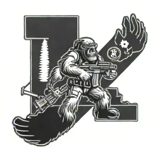 bigfoot police officer tattoo design idea