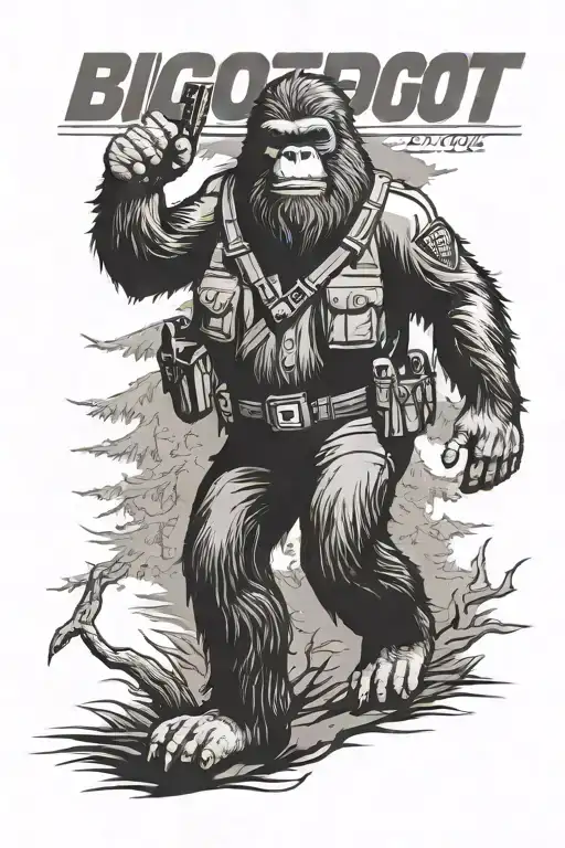 bigfoot police officer tattoo design idea