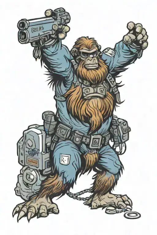bigfoot police officer tattoo design idea