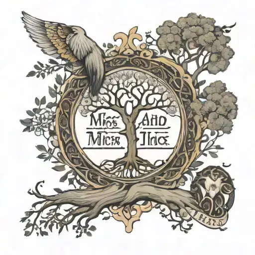 names of Roan and Mick inserted in the tree of life  tattoo design idea
