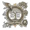 names of Roan and Mick inserted in the tree of life  tattoo design idea