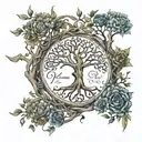 names of Roan and Mick inserted in the tree of life  tattoo design idea