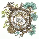names of Roan and Mick inserted in the tree of life  tattoo design idea