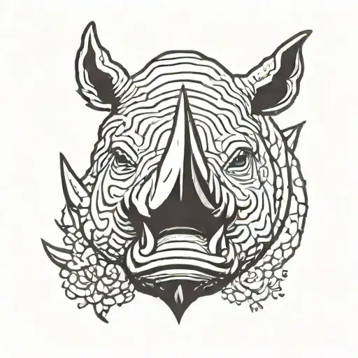 Rhino face tattoo wearing akuma beads tattoo design idea
